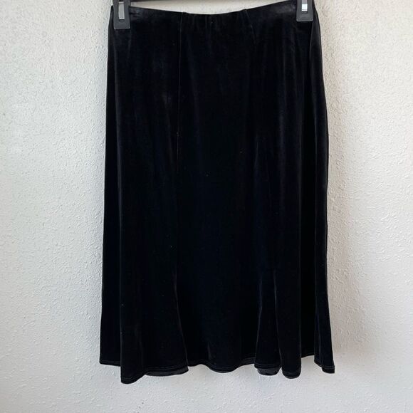 Notations Black Velour Midi Skirt Size PM EUC - Picture 1 of 2